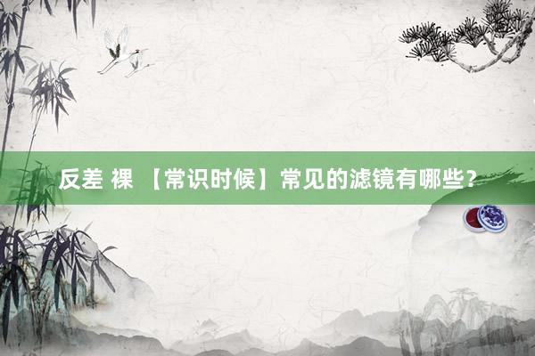 反差 裸 【常识时候】常见的滤镜有哪些？