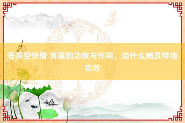 苍井空快播 青蒿的功效与作用，治什么病及特地功效
