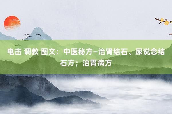 电击 调教 图文：中医秘方—治肾结石、尿说念结石方；治胃病方